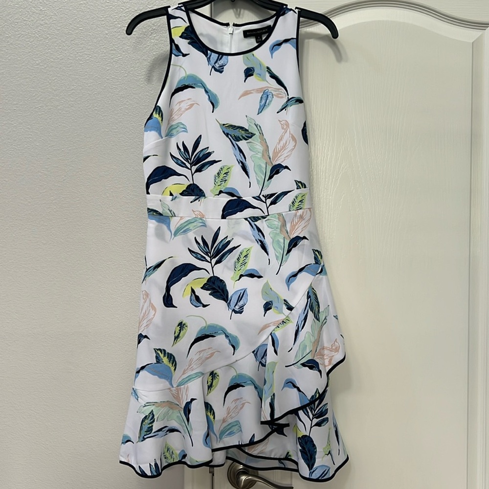 FLORAL RUFFLE WRAP RACERBACK DRESS